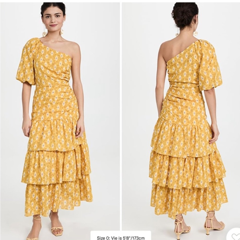 Veronica Beard Yellow One Shoulder Dress